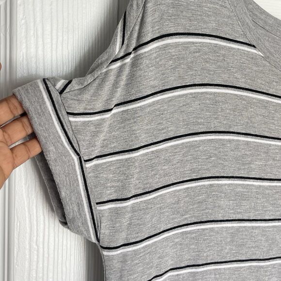 ALFANI Women's Ultra Soft Striped Nightgown Medium Heather Gray Pajama PJs - Picture 13 of 16